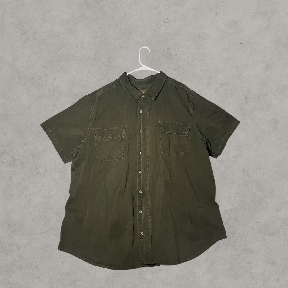 Boulder Creek Trading Co Mens Olive Green Button Down Shirt Pockets 3XL